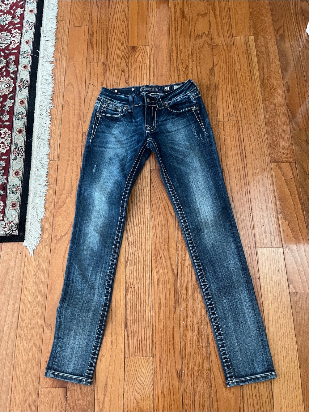Miss Me Distressed Dark Blue Skinny Jeans excellent condition size 27